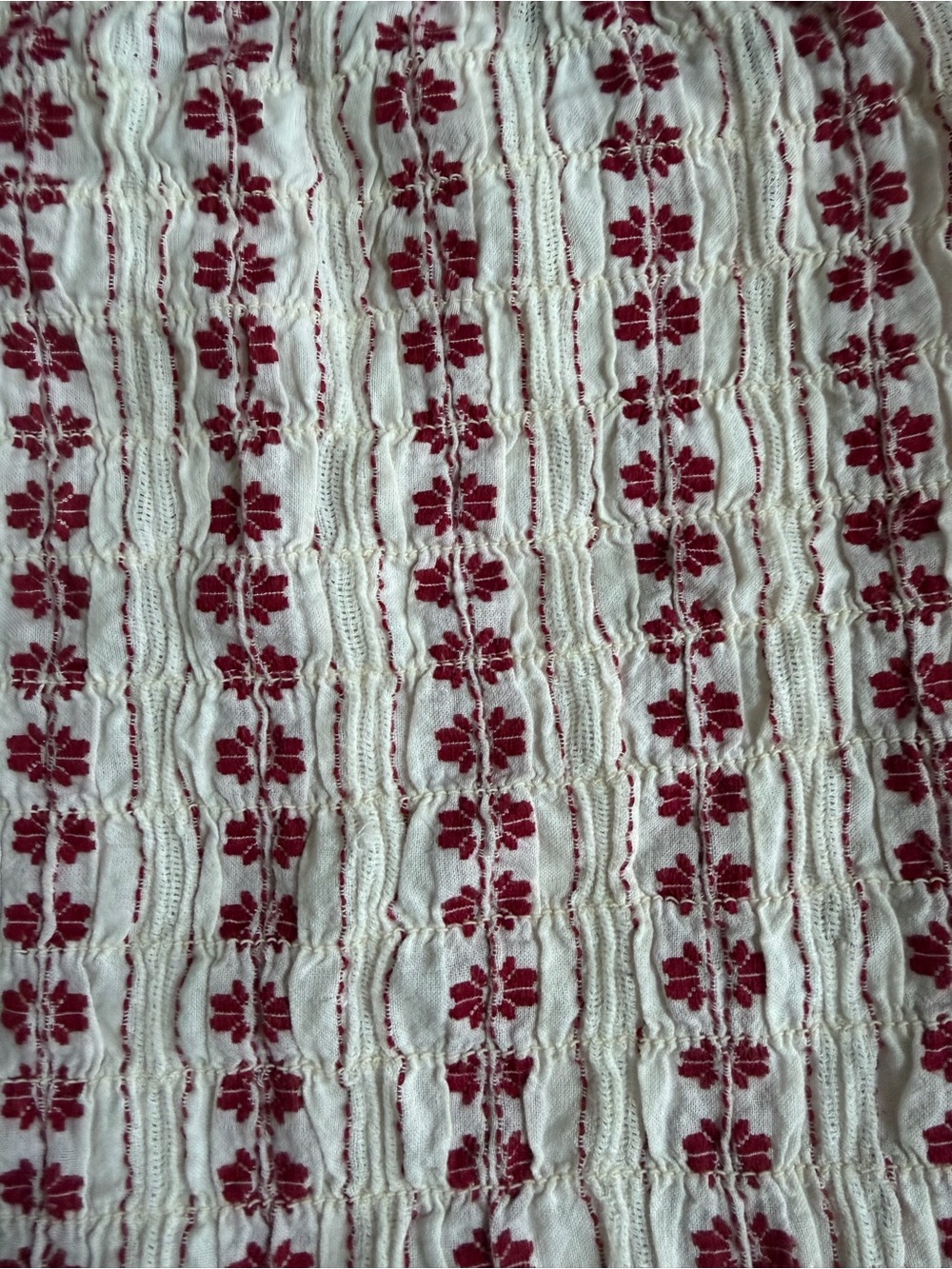 American Eagle Outfitters White Knit Tank with Red Floral Stripe - Picture 2 of 6